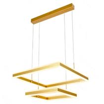 Querolustre Pendente Dcd03045 2 Quadrados 160w 3000k Dourado