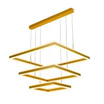 Querolustre Pendente Dcd03048 3 Quadrados 228w 3000k Dourado