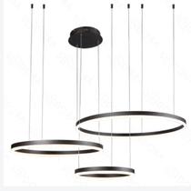 Querolustre Pendente Dcd03069 3 Aneis 112w 3000k Preto