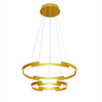 Querolustre Pendente Dcd03158 2 Aneis 78w 3000k Dourado