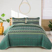 Quilt WONGS BEDDING Boho Microfibra verde em tamanho real 200x230cm Quilt WONGS BEDDING Boho Microfibra verde em tamanho real 200x230cm