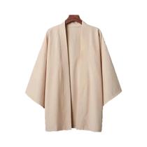 Quimono Masculino Preto Leve Tradicional Japonês Haori Yukata Jaqueta Cardigã Aberto Na Frente