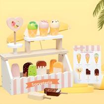 Quiosque De Sorvete De Madeira Rosa Para Crianças, Brinquedo Educativo Estilo Dinamarquês Para