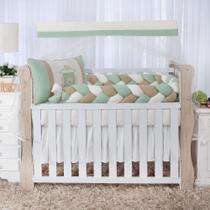 Quit, kit enxoval para berço bebê modelo de trança puff verde menino neutro