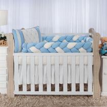 Quit, kit enxoval para berço bebê modelo de trança talismã azul menino Quit, kit enxoval para berço bebê modelo de trança talismã azul menino