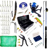 Quite Pesqueiro Com Vara Molinete Linha Caixa Com Acessórios