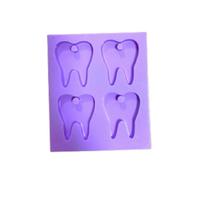 R135 Molde de silicone kit 4 dentes pingente resina decorar - confeitaria dos moldes