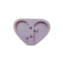 R214 Molde de silicone coração 2 partes chaveiro resina