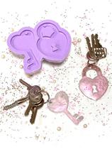 R413 Molde de silicone chaveiro cadeado e chave love resina decoração R413 Molde de silicone chaveiro cadeado e chave love resina decoração