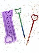 R555 Molde de silicone caneta grande borboleta coração resina decorar