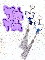 R604 molde de silicone mini espelhos borboletas c/4 unidades resina decorar