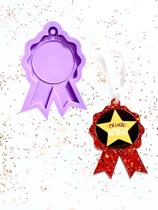 R619 molde de silicone medalha com laço resina decorar