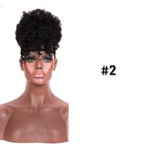 Rabo Cacheado Afro Puff 25cm Com Franja Fibra Premium Cores