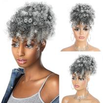 Rabo de cavalo Afro Puff Drawstring Cetiq Grey para mulheres negras
