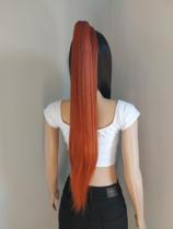 Rabo de cavalo, aplique, ruivo, liso, 70cm premium