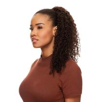Rabo de Cavalo Cabelo Humano Cacheado 60cm Textura Curly De Benguela - (100g, Castanho Escuro)