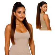 Rabo de Cavalo Cabelo Liso Yaki Bio Vegetal Fibra Futura 70 cm 150 gramas Modelo Marilia Ser Mulher
