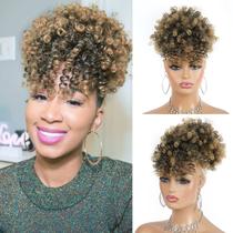 Rabo de cavalo Cetiq Afro Puff com cordão e clipe de cabelo encaracolado na franja, cabelo natural curto, extensão de rabo de cavalo encaracolado para mulheres (T27) Rabo de cavalo Cetiq Afro Puff com cordão e clipe de cabelo encaracolado na franja, cabelo natural curto, extensão de rabo de cavalo encaracolado para mulheres (T27)
