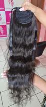 Rabo de cavalo em fitas lateras cabelo humano liso ondulado 50cm