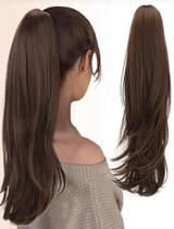 Rabo de Cavalo Liso Castanho Claro com Presilha fixadora - wig