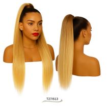 Rabo de Cavalo Liso Ser Mulher Cabelo Yaki Straight Bio Vegetal Fibra Futura 70 cm 150 gramas Modelo Marilia Regulável