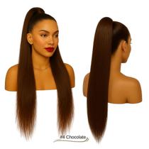 Rabo de Cavalo Modelo Marília Regulável Cabelo Liso Yaki Straight Ser Mulher Bio Vegetal Fibra Futura 70 cm 150 gramas