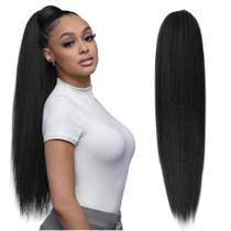 Rabo de cavalo sintético Yaki com cordão reto de 26 polegadas preto Rabo de cavalo sintético Yaki com cordão reto de 26 polegadas preto