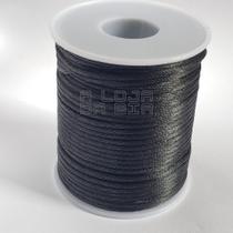 Rabo De Rato Cordão Cetim 2mm rolo 50m Preto