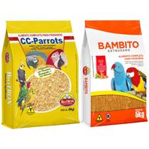 Ração Bambito Extrusada 5kg Farinhada Biotron Cc Parrots 6kg Psitacídeos Ring Neck Rosela Calopsita