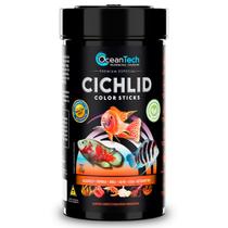 Ração Color Sticks 75g Ocean Tech para Peixes Ciclídeos Pote Ração Color Sticks 75g Ocean Tech para Peixes Ciclídeos Pote