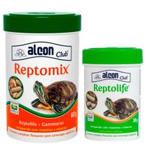 Ração de tartaruga: Comida para Tartaruga Aquática Reptomix e Reptolipfe Alcon (Mix de Ração Reptolife + Gammarus)