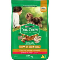 Ração Dog Chow Cães Adultos Raças Minis e Pequenas Carne, Frango e Arroz 15kg