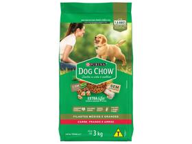 Ração DOG CHOW Cães Filhotes Médios e Grandes Carne, Frango e Arroz 3kg