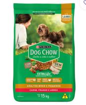Ração Dog Chow Extra Life Cães Adultos Carne, Frango e Arroz Raças Mini e Pequenas - 15kg - purina