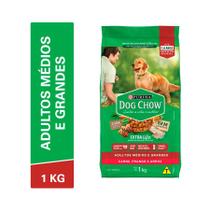 Ração Dog Chow para Cães Adultos de Porte Médio e Grande Sabor Carne, Frango e Arroz - 1kg