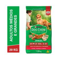 Ração Dog Chow para Cães Adultos de Porte Médio e Grande Sabor Carne, Frango e Arroz - 20kg