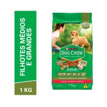 Ração Dog Chow para Cães Filhotes de Porte Médio e Grande Sabor Carne, Frango e Arroz - 1kg