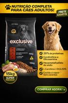 Ração Exclusive Super Premium Cães Adultos 15kg 26 porcento de proteina