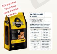 Ração Foster gold Frango e Arroz 15kg 23 proteinas Cães Adultos higt premium 12 extrato eteri
