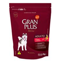 Ração Gran Plus Cães Menu Adulto Carne/Arroz 3Kg