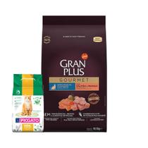 Ração Gran Plus Gourmet Gatos Adultos Mini Salmão e Frango 10,1kg + Areia Biodegradável