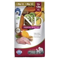 Ração N&D Tropical Selection Cães Adultos Medium/Maxi Frango Leve 12kg e Pague 10kg - Nd Ancestral