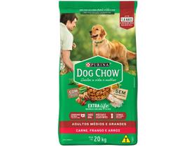 Ração NESTLÉ PURINA DOG CHOW EXTRALIFE Adultos Médios e Grandes Carne, Frango e Arroz 20kg Ração NESTLÉ PURINA DOG CHOW EXTRALIFE Adultos Médios e Grandes Carne, Frango e Arroz 20kg