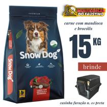 Ração P Cães Adultos Snow Dog Carne com Brócolis e Mandioca 15kg Incluso Casinha Furação Preta n 01