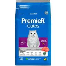 Ração para Ambientes Internos Gatos Adultos Pelo Longo Salmão Premier 1,5Kg