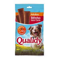 Ração para Cães Qualidy Bifinho Adultos Carne 55g - Embalagem com 20 Unidades