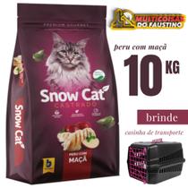 Ração Para Gato Snow Cat Sabor Peru Com Maçã 10 kg Mais Casinha de Transporte