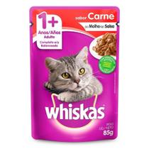 Ração para Gato Whiskas Adulto Sachê Carne 85g Embalagem c/ 20 unidades
