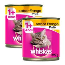 Ração para Gatos Whiskas Adulto 1+ Anos Patê Sabor Frango Lata 290g Kit com duas unidades