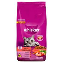 Ração para Gatos Whiskas Adultos 1+ Anos Sabor Mix de Carne 2,7Kg